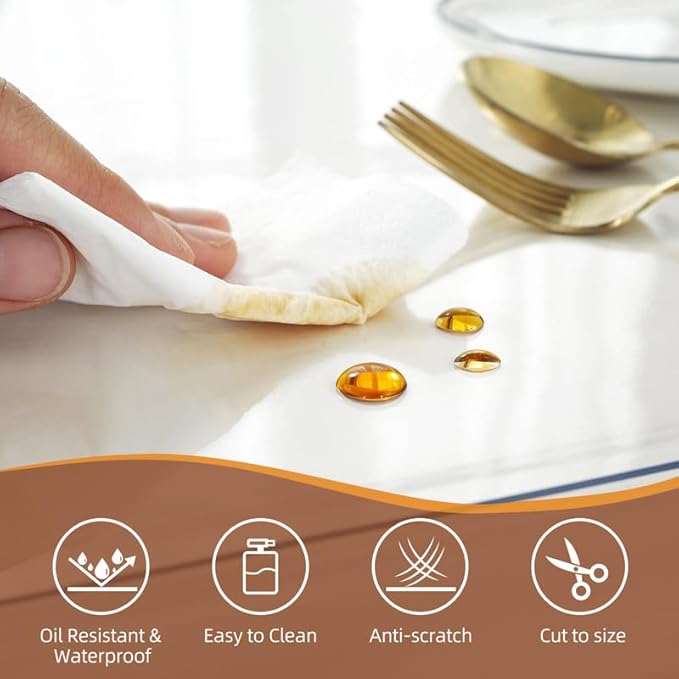 Warmstar Clear Table Cover Protector 24 x 24 Inch,1.5mm Thick Plastic Table Cover Rectangle,PVC Clear Table Protector,Desk Protector Mat for Kitchen, Dresser, Writing Desk，Dining Room Table