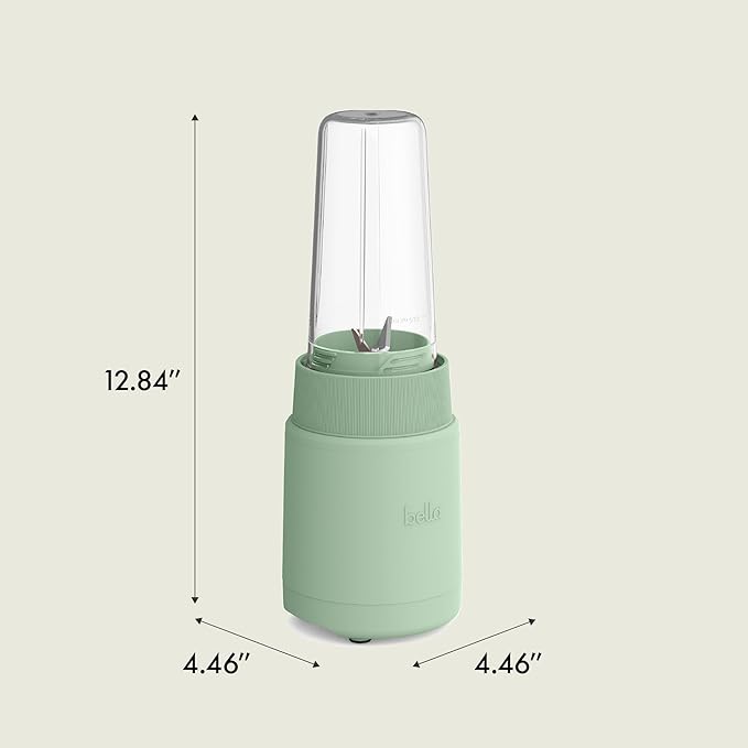 bella 6 Pcs Portable Rocket Blender, Juicer & Smoothie Maker, Press & Twist Design, EverGood™ & BPA Free Dishwasher Safe Parts, 4 Tip Stainless Steel Blade, Cord Wrap, 240 Watt Motor, Seaglass