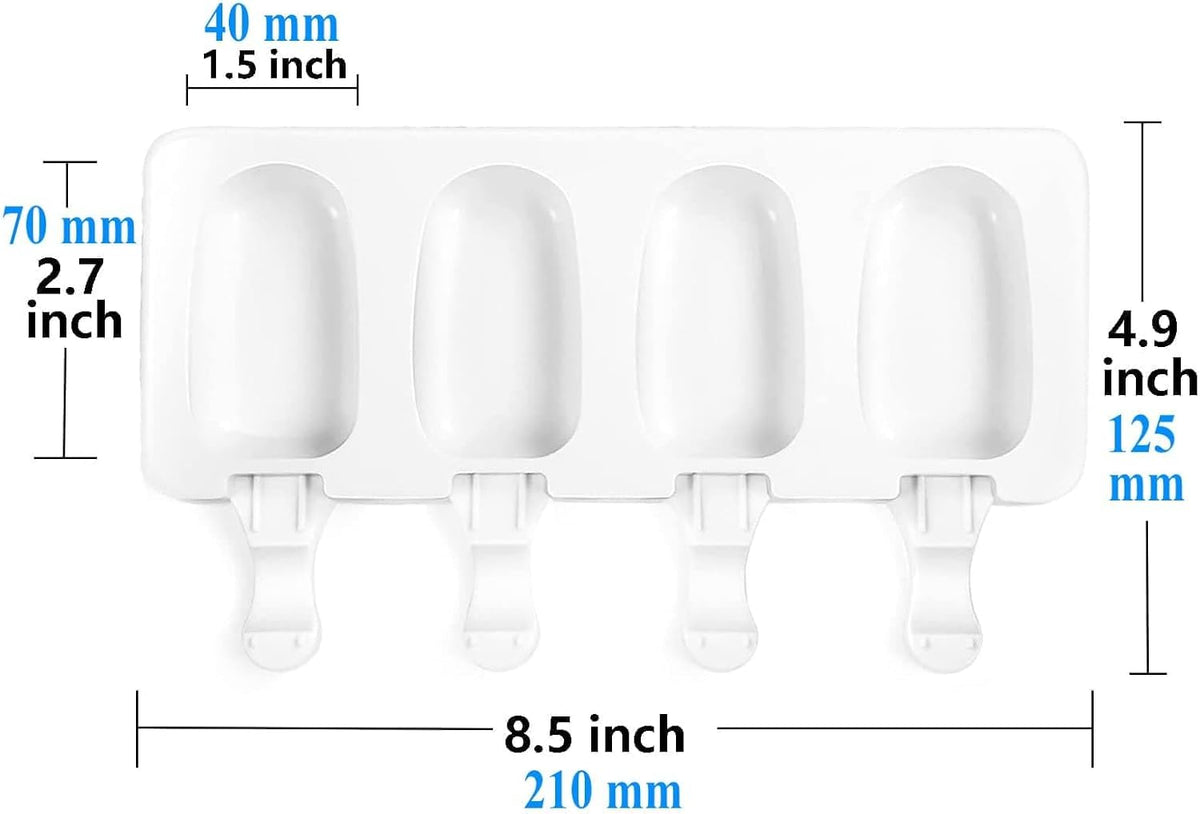 2 Small Mini Popsicles Molds, Cakesicle Molds Silicone Cake Pop Mold 4 Cavities With 100 Wooden Sticks & 100 Parcel Bags DIY Ice Cream Mold