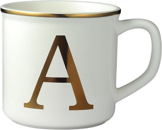 Miicol Ceramic Coffee Mug 16 oz, Monogram Coffee Cup, Golden Initial Tea Mug, Personalized Tea Cup, Unique Gift, Large Mug for Home, Office, Letter A
