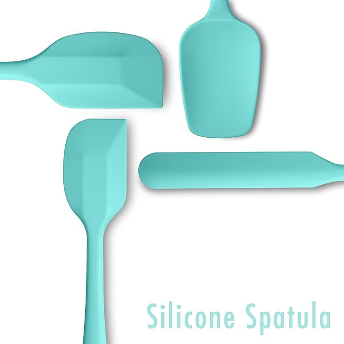 4 Piece Silicone Spatula Set, Flexible Heat Resistant Non-scratch Baking Cooking Rubber Spatulas with Stainless Steel Core, Aqua Sky