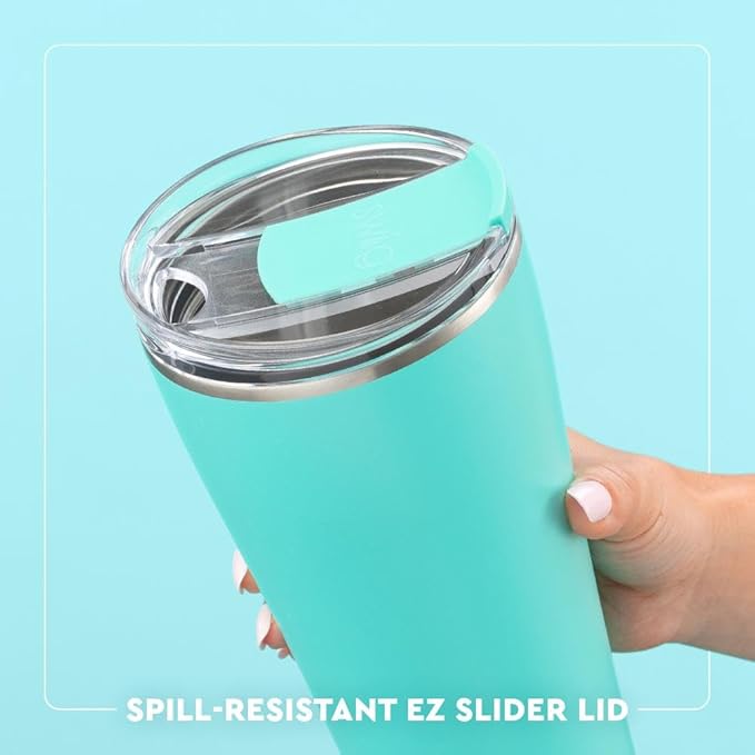 Swig Life 32oz Insulated Tumbler, Travel Coffee Tumbler with Lid, Cup Holder Friendly Travel Coffee Mug, Stainless Steel, 32 oz, Reusable Insulated Mug with Lid (Blue Lagoon)
