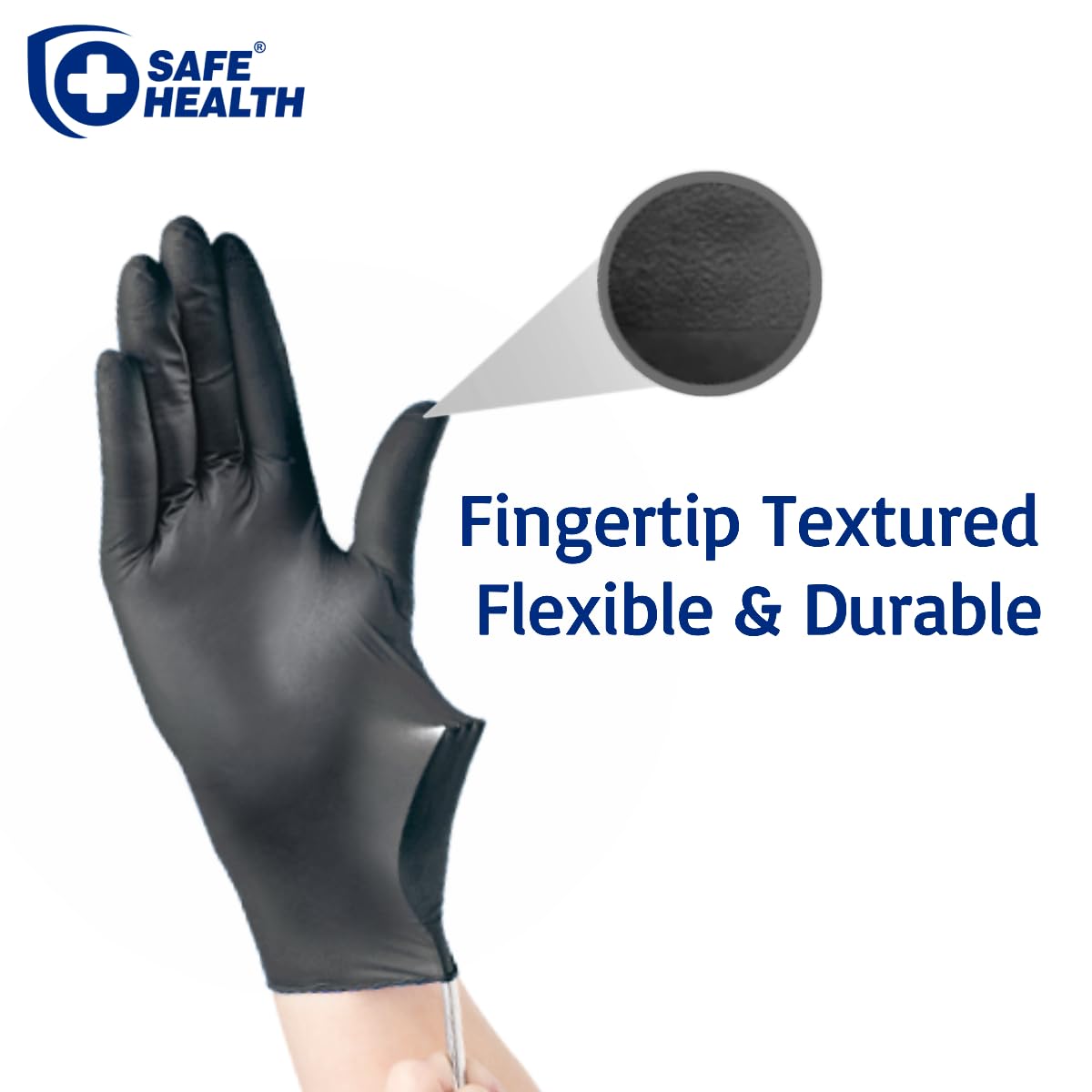 Safe Health HD Industrial Nitrile Black Disposable Gloves, Heavy Duty, 5 Mil, Case of 900, Xlarge, Latex Free, Powder Free, Oil Grease Resistant, Automotive, Mechanic, Maintenance