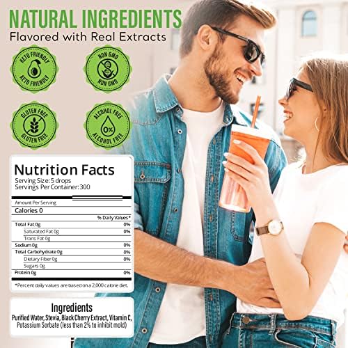 Stevia Select Black Cherry Pure Stevia Liquid - Zero Calorie Sweetener - All Natural Liquid Stevia Extract Flavor Drops - Keto All - Natural sweetener - Keto Sweetener 2 Oz (2 Pack)