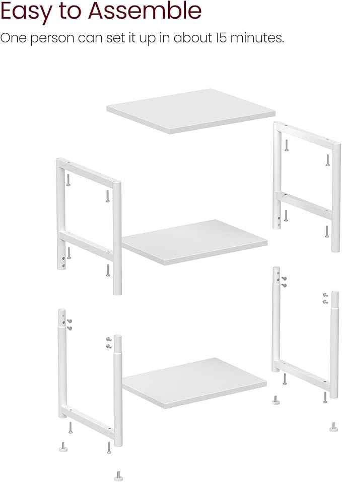 VASAGLE Side Table, Small End Table, Tall Nightstand for Living Room, Bedroom, Office, Bathroom, White ULET273W14