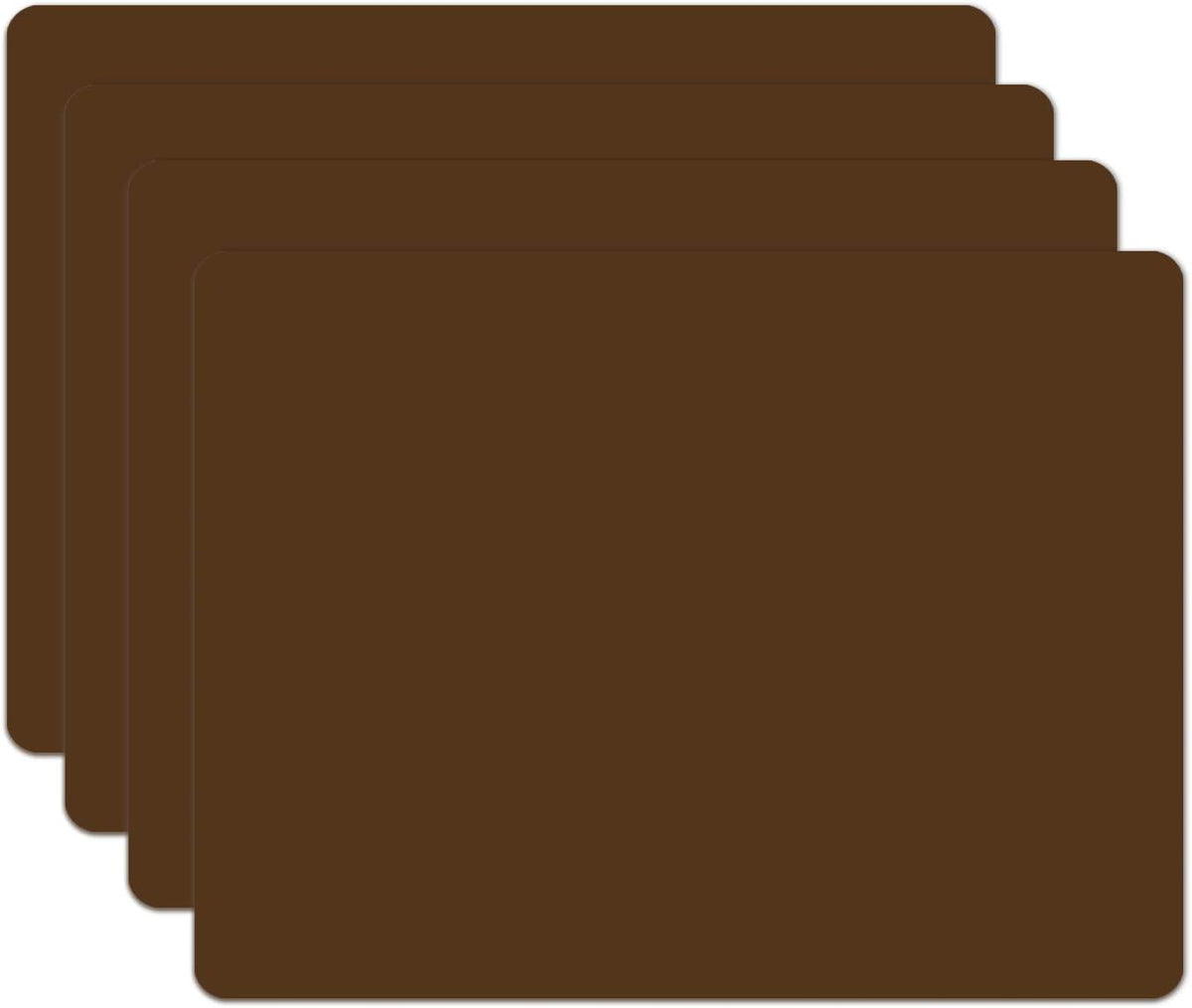 Silicone Placemats, Food-Grade Non-Slip Waterproof, Dining, Stain Resistant, Countertop Protector, Kitchen Counter Mat, Heat Resistant, Baking mat Dishwasher Safe (15.7x11.8Inch-4pack, Coffee)