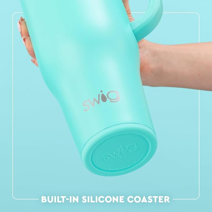 Swig Life 40oz Mega Mug, 40oz Tumbler with Handle and Straw, Extra Large Insulated Tumblers, Cup Holder Friendly Travel Mug (Bubbly)