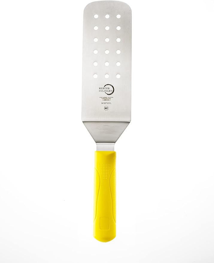 Mercer Culinary Millennia Perforated Turner, 8 Inch x 3 Inch Blade, Yellow Handle