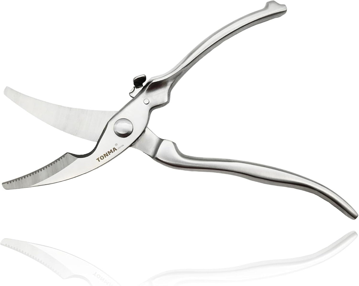 TONMA Poultry Shears Heavy Duty [Made in Japan] 10" Japanese Kitchen Scissors Restaurant Grade Stainless Steel Kitchen Shears All Purpose for Spatchcock Turkey, Butterflied Chicken, Crab, Seafood