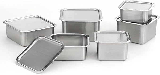 CuBE 6PCS Set Stainless Steel Food Storage Containers With Lids with 3 Net Kitchen Appliances Dishwasher Safe Premium South Korea