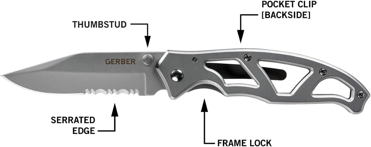 Gerber Gear Paraframe EDC Folding Pocket Knife with Safety Lock for Everyday Carry, Gifts for Men