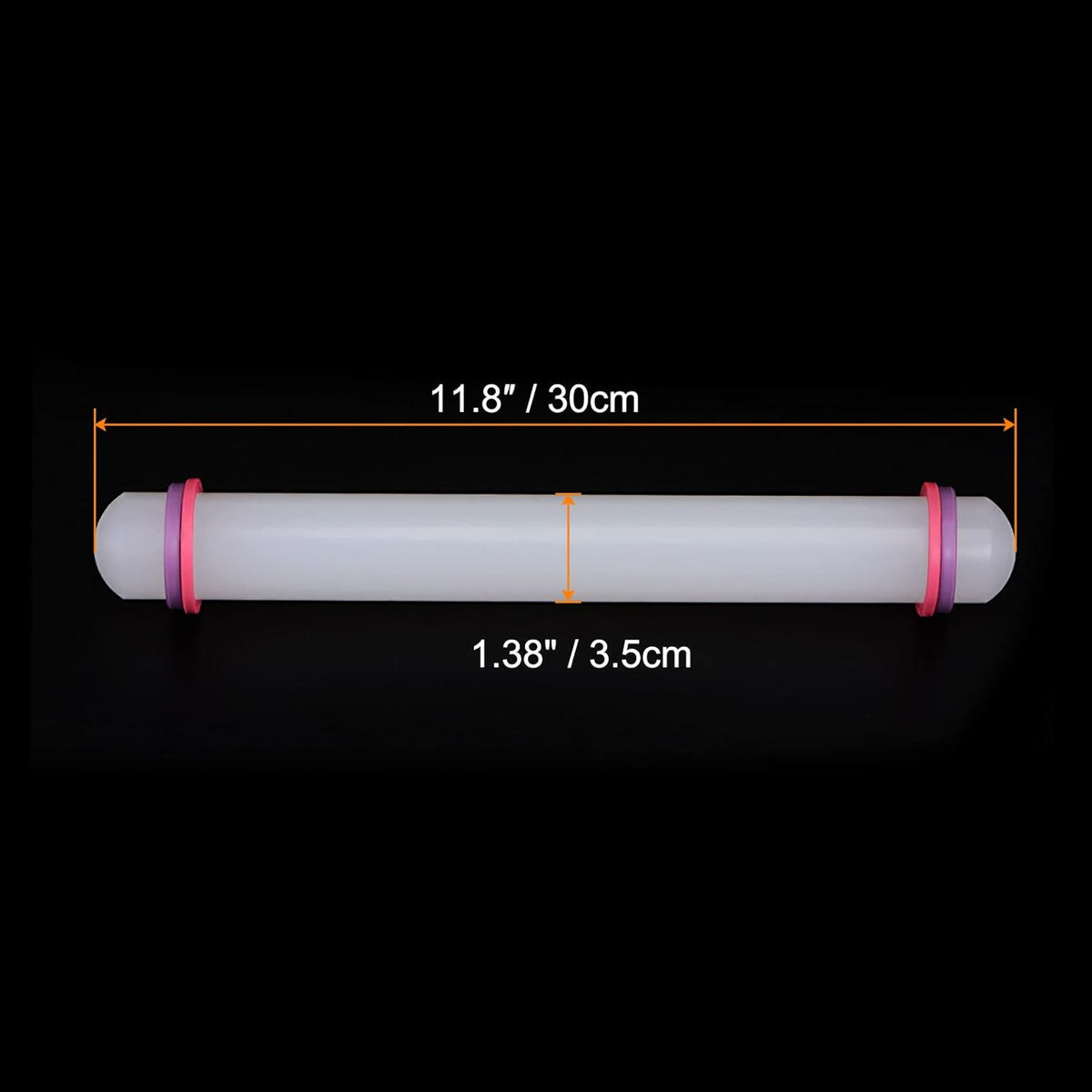 HARFINGTON 2pcs Fondant Rolling Pin 12 Inch x 1.38 Inch Adjustable Guide Rings Non-Stick PP Plastic Fondant Roller Dough Roller Kitchen Decorating Tools for Cookie Pastry Pizza Clay