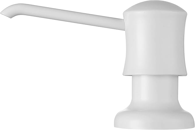 White Sink Soap Dispenser for Kitchen Sink (White), Built-in and Refill-from-Top Design with Liquid Hand & Dish Soap Bottle