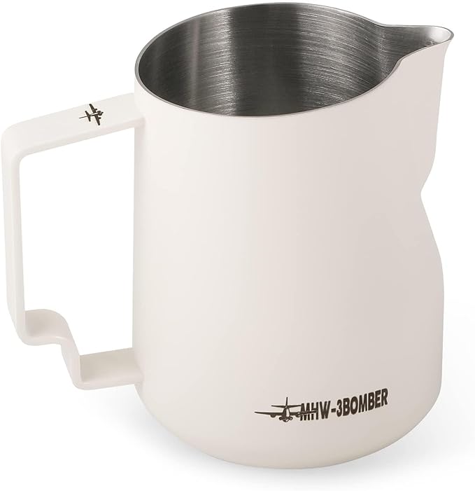 MHW Bomber 450ml/15.2oz Milk Frothing Pitcher - Stainless Steel Espresso Steaming Pitcher - Barista Latte Art Round Spout Milk Jug P6006W