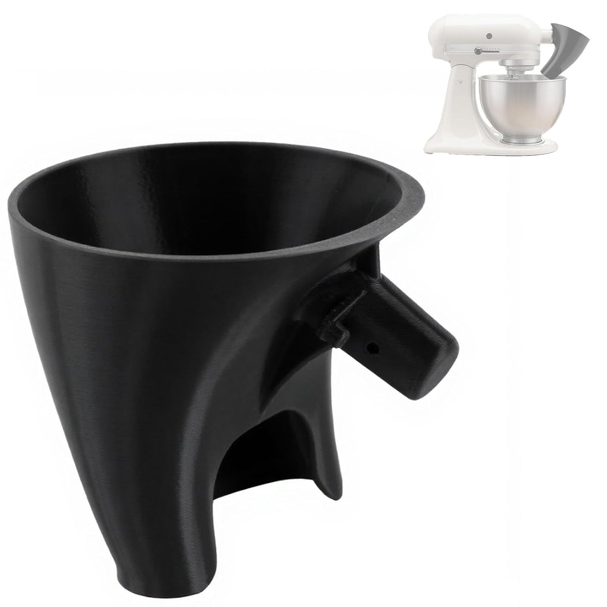 Flour Funnel for Kitchen Aid Stand Mixer, Plastic Funnel with Easy-Pour Attachment Fits KSM150 5-Quart Tilt-Head Mixers, Mess-Free Baking Accessory for Flour, Sugar, and Egg Liquid (BLACK1PCS)