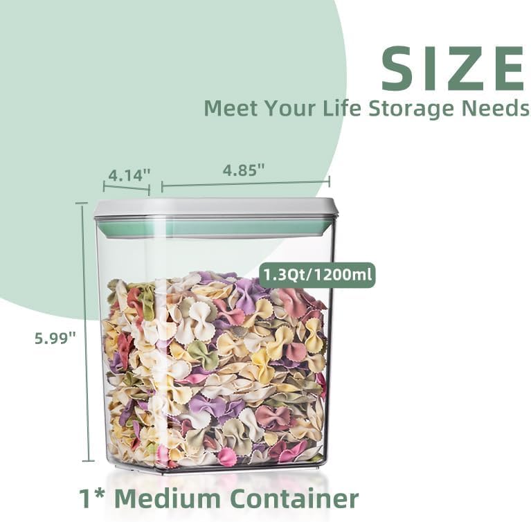 Pop Containers with Lids - Stackable Airtight Food Storage, Kitchen Pantry Storage Containers for Snacks Candy Salt Herbs Spices BPA-Free (1200ML*3)