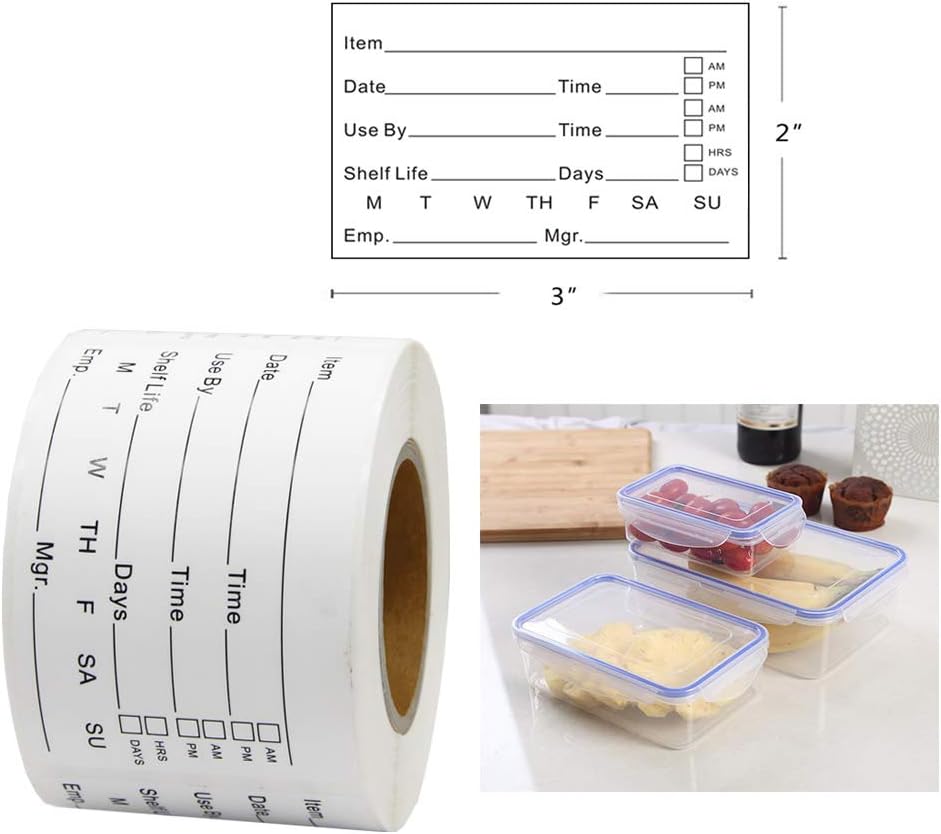 Hcode 2 x 3'' Self-Adhesive Removable Freezer Food Labels- Easy Clean Leaves No Residue- Cooler Food Storage Freezer Stickers Plastic Paper Perfect for Reusable Containers 300 Stickers (2x3 Fill in)