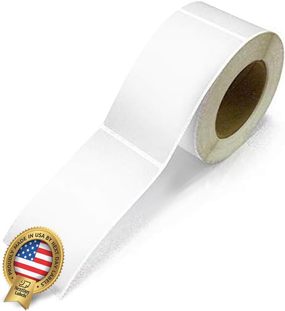 NextDayLabels 500 Rectangle Stickers (3" x 5") - Color Coding Labels Roll - Moving Labels for Boxes, Colored Inventory Stickers for Packing, Organizing, and Storage (White)
