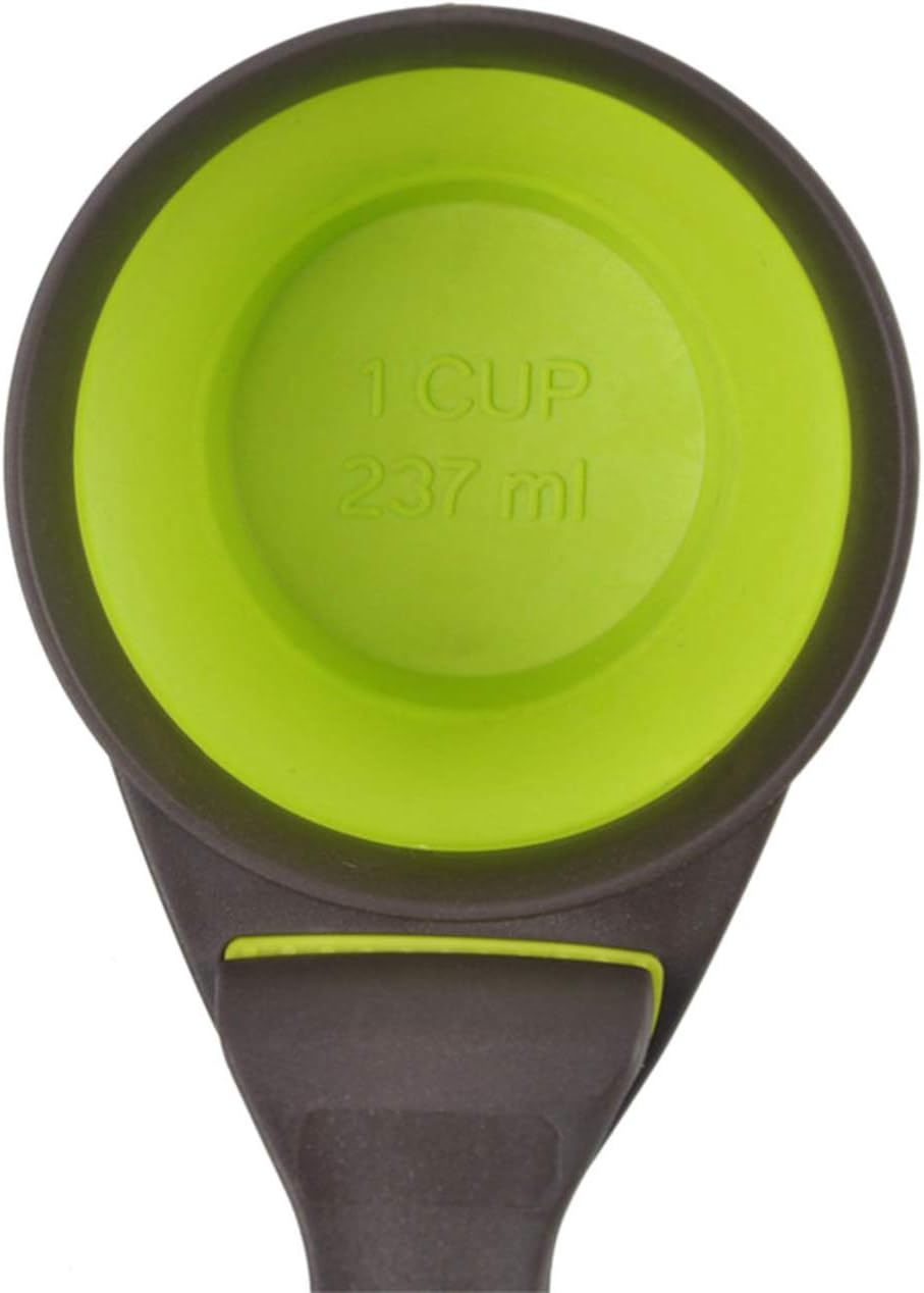 Collapsible Pet Scoop Silicone Measuring Cups Set Sealing Clip 3 in 1 Multi-Function Scoop Bowls Bag Clip for Dog Cat Food Water Set of 2 (1 Cup & 1/2 Cup Capacity) (Multicolor)