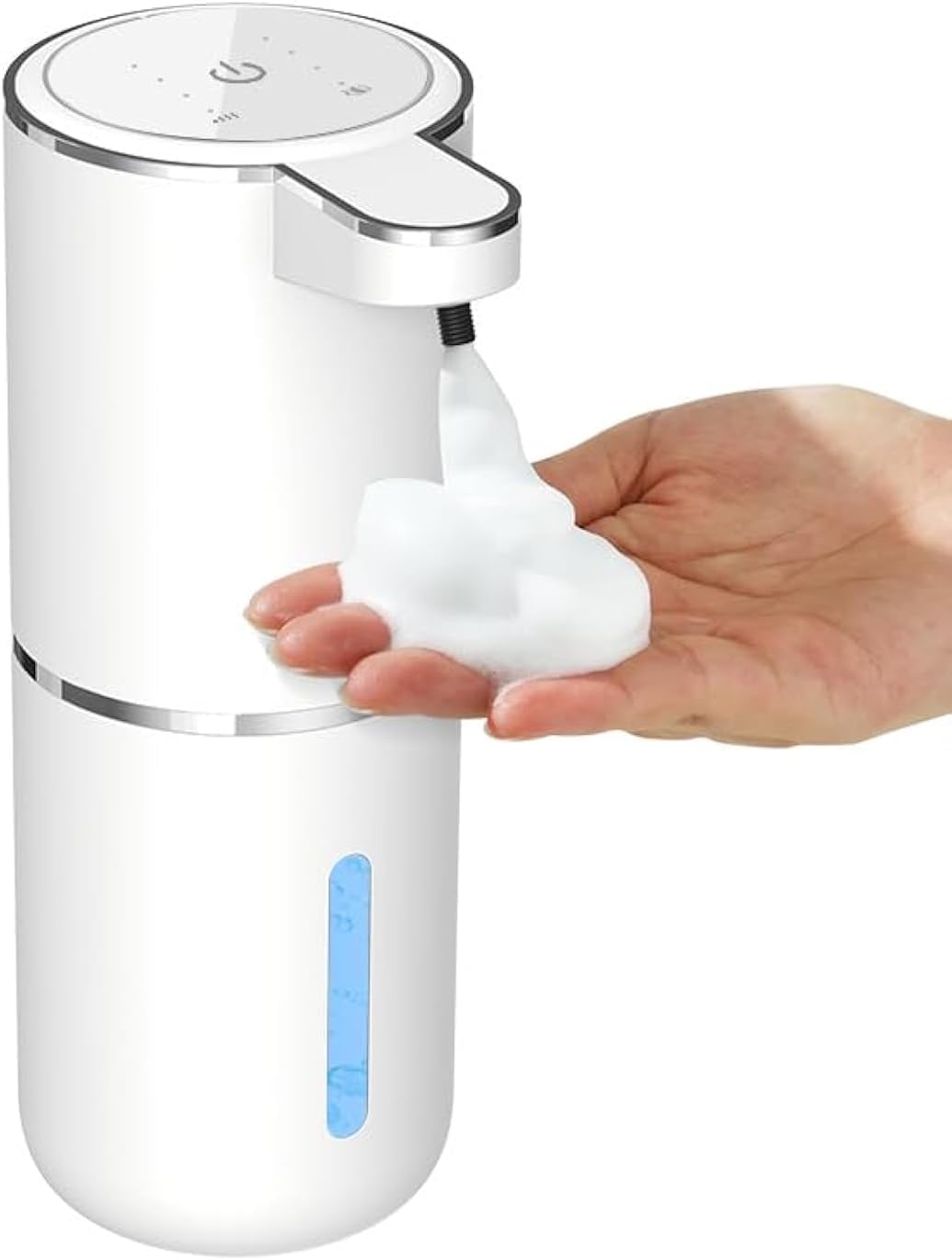Automatic Foaming Soap Dispenser - Hand Free Pump Touchless Soap Dispenser Electric Dispenser with 380ml, USB Rechargeable 4levels Adjustable Dispenser for Bathroom Kitchen