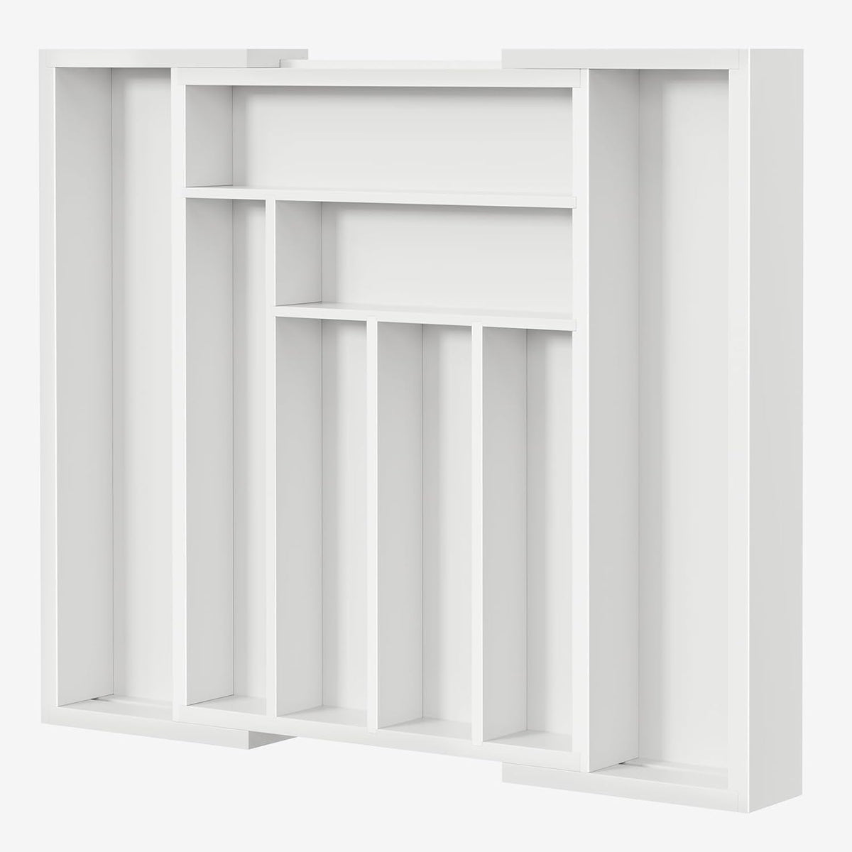 Pipishell Bamboo Expandable Drawer Organizer for Utensils Holder, Adjustable Cutlery Tray, Wood Drawer Dividers Organizer for Silverware, Flatware, Knives in Kitchen, Bedroom, Living Room (White)