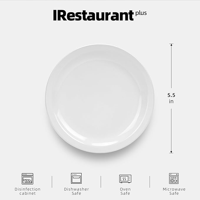 Stoneware Narrow Rim Commercial Grade Dinnerware, Bright White, Plate 5.5", Case of 36