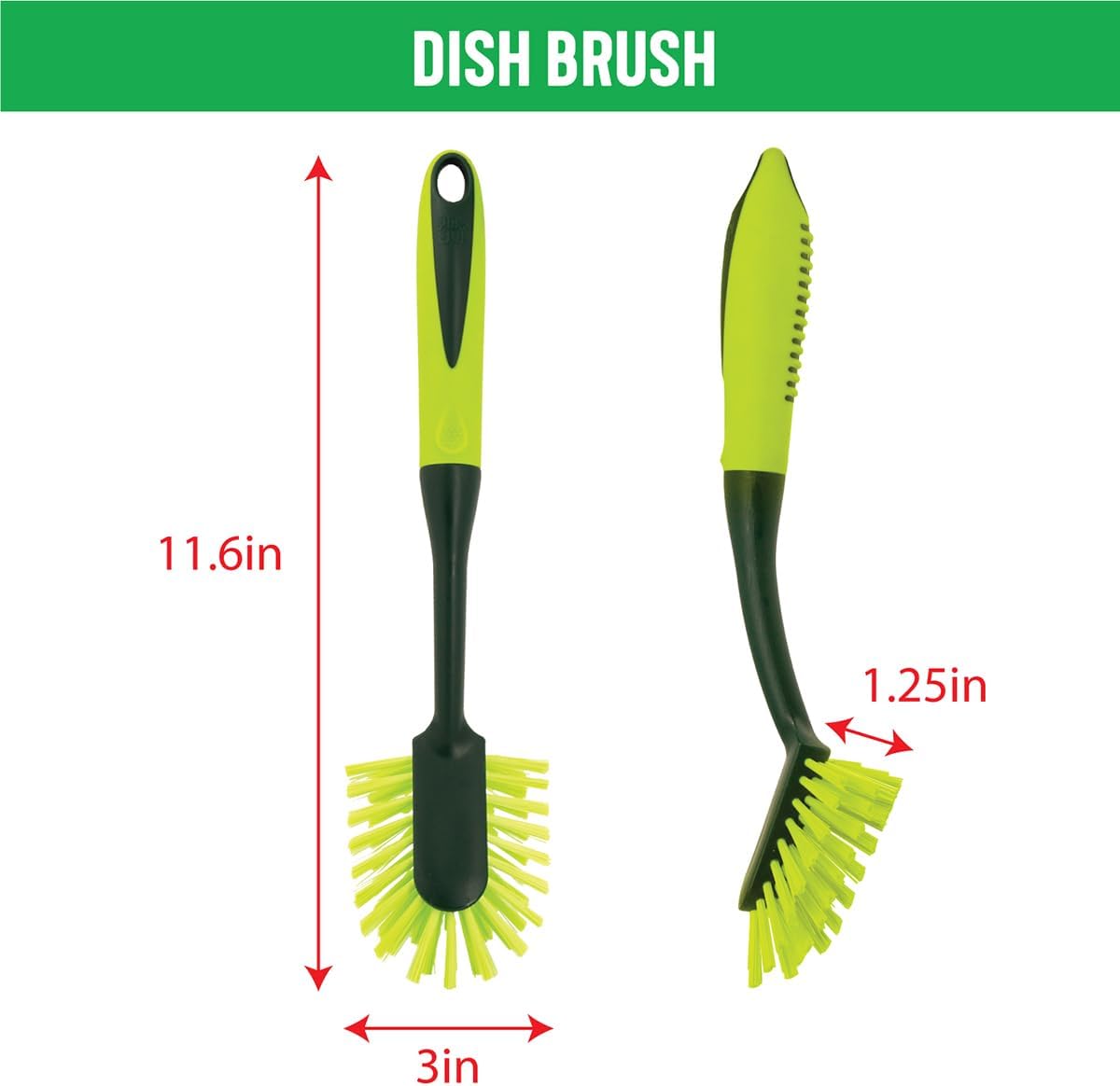 Pine-Sol Scrub Brush Set - Long Handle Cleaning Brushes with Heavy Duty Bristles and Comfort Grip - Scrubbers for Kitchen, Household, and Dishwashing, 5 Pieces