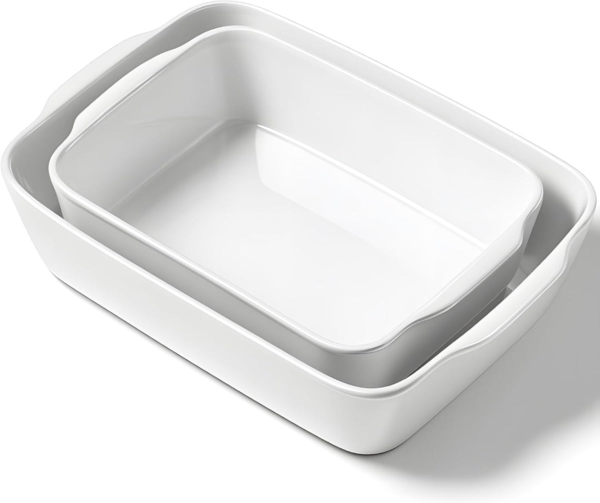 Ceramic Baking Dish Set for 2, Casserole Dish,Ceramic Baking Pan, Bakeware for Baking, Kitchen Decor, Microwave Oven Safe (3.3QT/4.2QT)