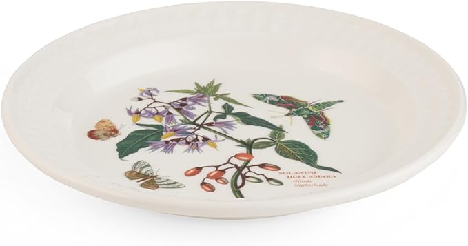 Portmeirion Botanic Garden Harmony 10.5" Dinner Plate, Papilio Emerald & Woody Nightshade Motif - Dishwasher, Microwave, Oven & Freezer Safe Earthenware - Elegant Spring Tableware for Brunch & Parties