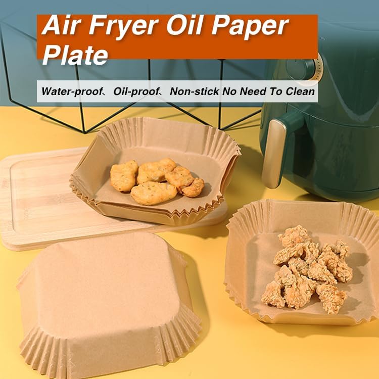 Parchment Paper, OOTDAY 100Pcs Square Air Fryer Liners Disposable, Cooking Non-Stick air fryer accessories, Frying Pan, Oil-proof Air Fryers for 2-4 QT Air Fryer Baking Roasting Microwave(6.5")