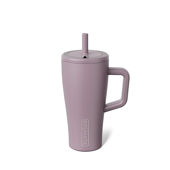 BrüMate Era 20 oz Tumbler with Handle and Straw | 100% Leakproof Insulated Tumbler with Lid and Straw | Made of Stainless Steel | Cup Holder Friendly Base | 20oz (Lilac Dusk)