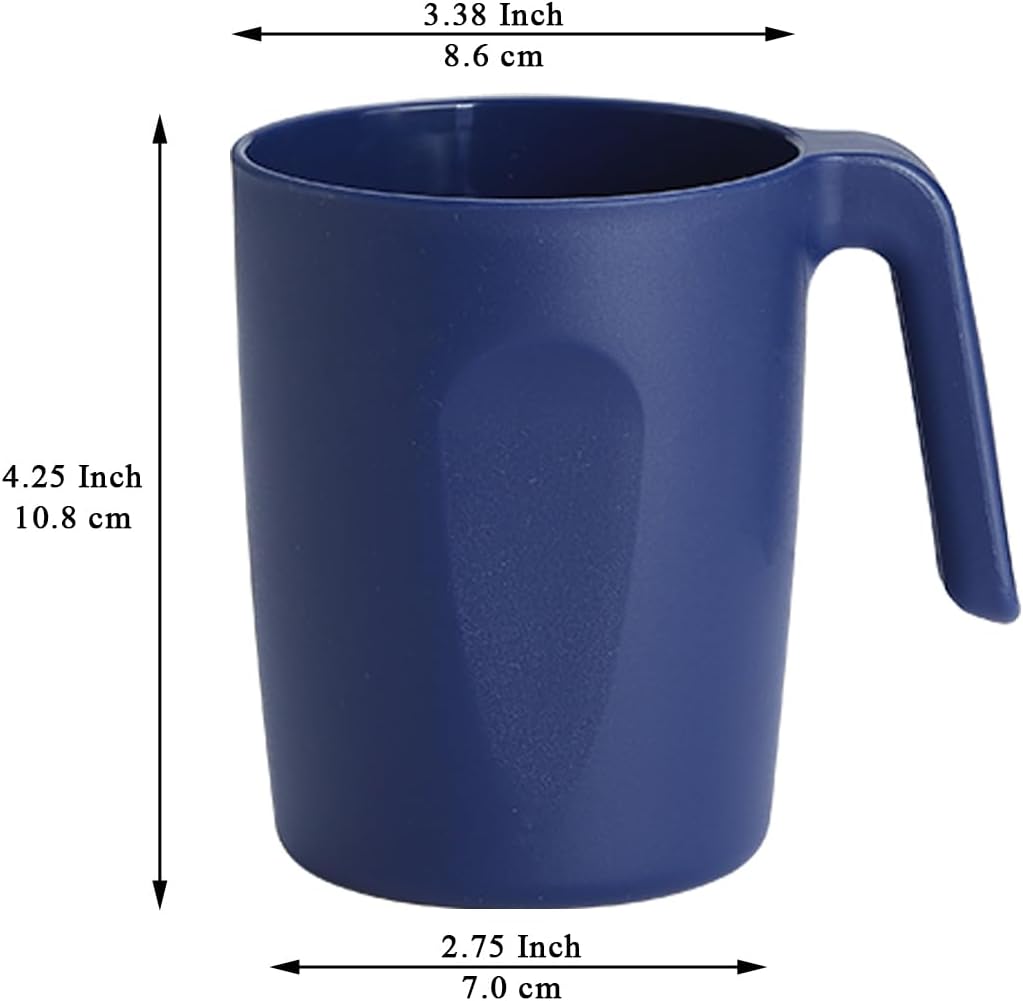 Kyraton Plastic Mug Set 12 Pieces, EURO Blue Unbreakable And Reusable Light Weight Travel Coffee Mugs Espresso Cups Easy to Carry And Clean, Dishwasher Safe