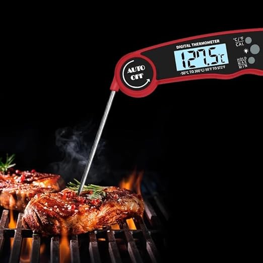 Digital Meat Thermometer with Bottle Opener - Waterproof Magnetic Instant Read Temperature Folding Probe for Cooking Hot Food Oil Fryer BBQ Grill Smoker Candy Liquids Beef Chicken Lamb Fish Pork