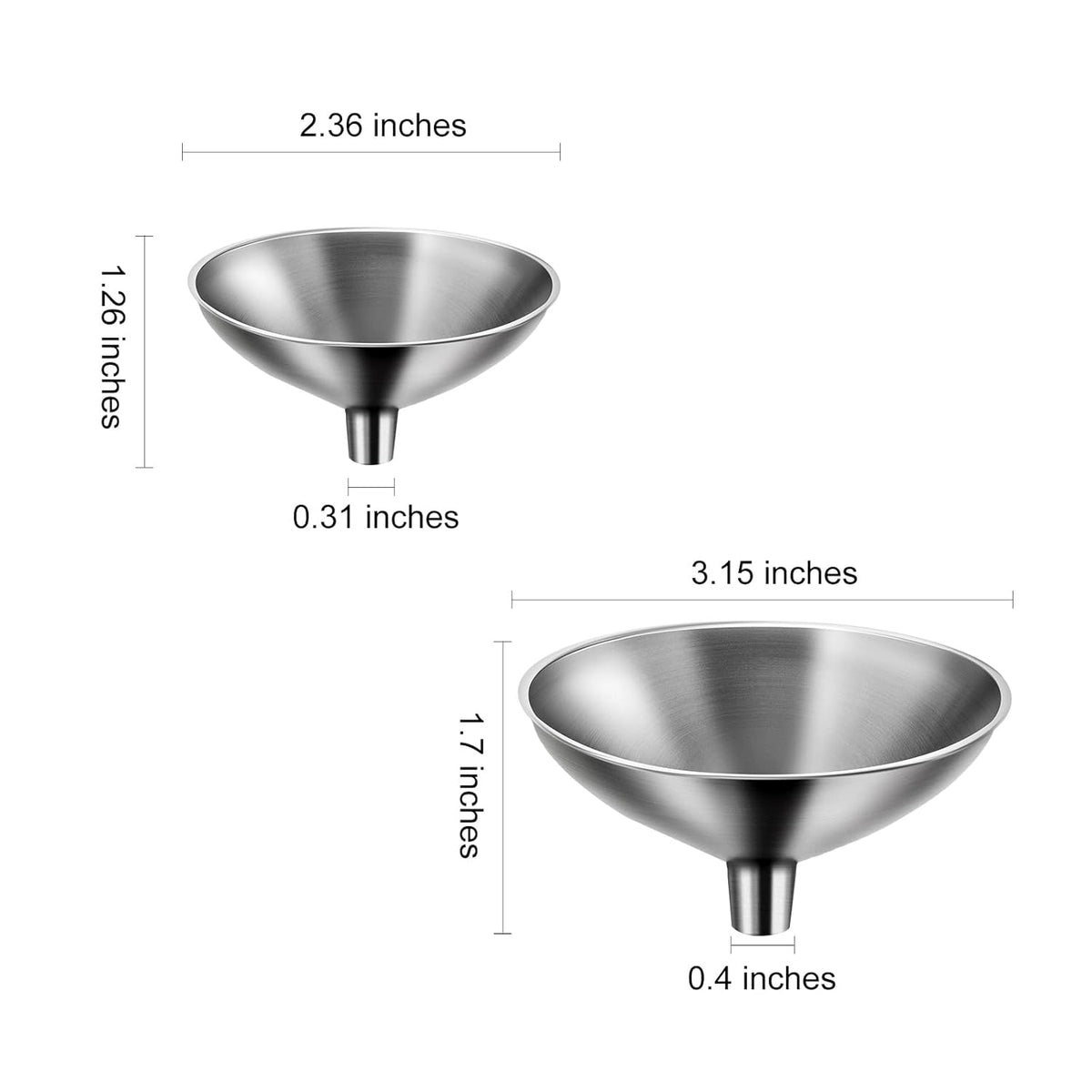 Small Funnel Set of 2, Stainless Steel Mini Funnel for Essential Oil Transfer, Kitchen Use