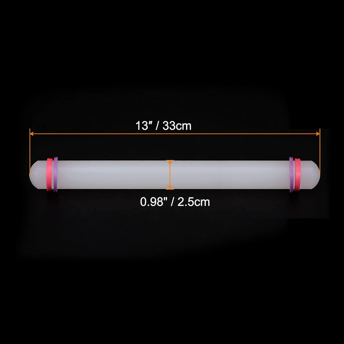 HARFINGTON 2pcs Fondant Rolling Pin 13 Inch x 0.98 Inch Adjustable Guide Rings Non-Stick PP Plastic Fondant Roller Dough Roller Kitchen Decorating Tools for Cookie Pastry Pizza Clay