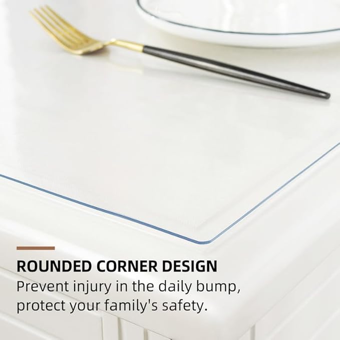 Warmstar Clear Table Cover Protector 42 x 90 Inch,1.5mm Thick Plastic Table Cover Rectangle,PVC Clear Table Protector,Desk Protector Mat for Kitchen, Dresser, Writing Desk，Dining Room Table