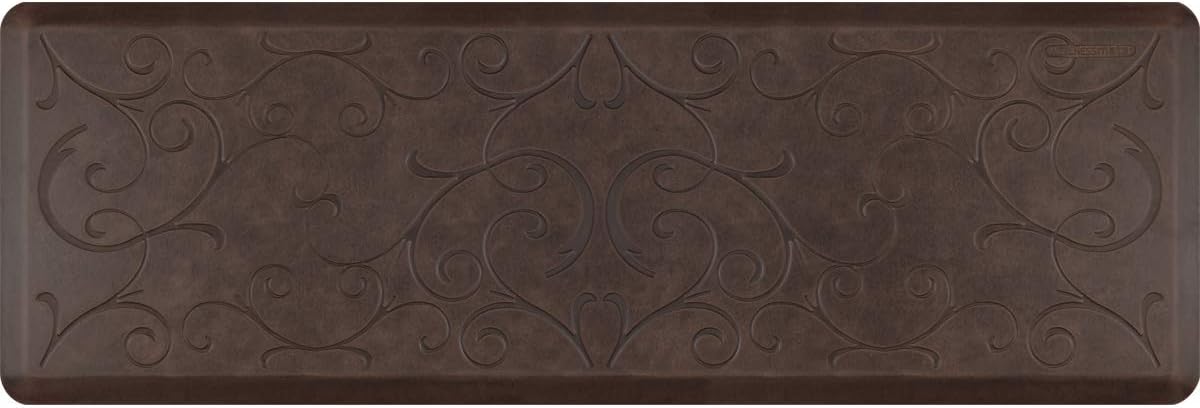 WellnessMats Anti-Fatigue Bella Motif Mat, 72 Inch by 24 Inch, Antique Dark