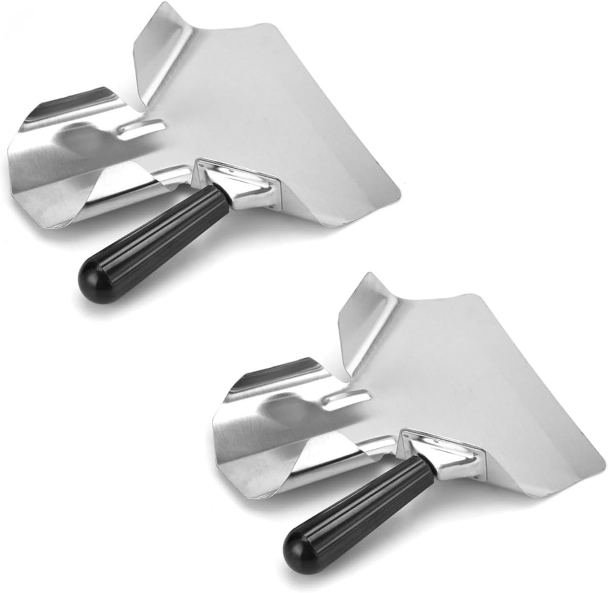 2-Pack Stainless Steel Popcorn Scoop Scooper - French Fry/Popcorn Quick-Fill Tool for Bagger Bags & Snack Machines (Desserts/Candy/Ice)
