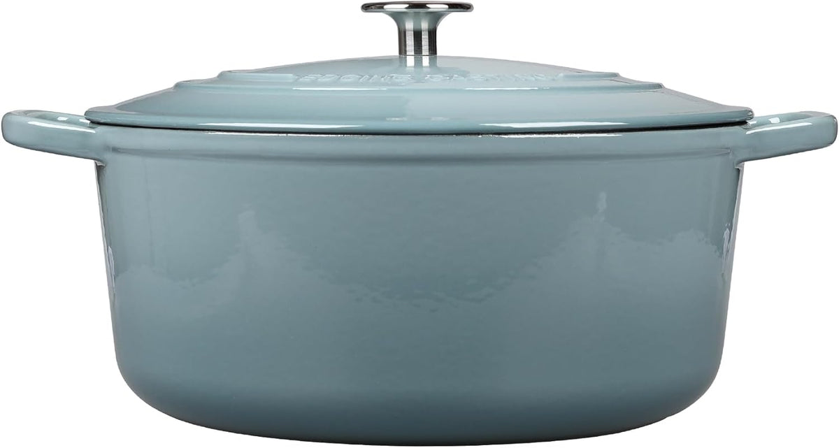 Enameled Dutch Ovens Cast Iron Dutch Oven Pot with Lid for Bread Baking, Cook, Dual Handle, 7 Quart, Seasalt