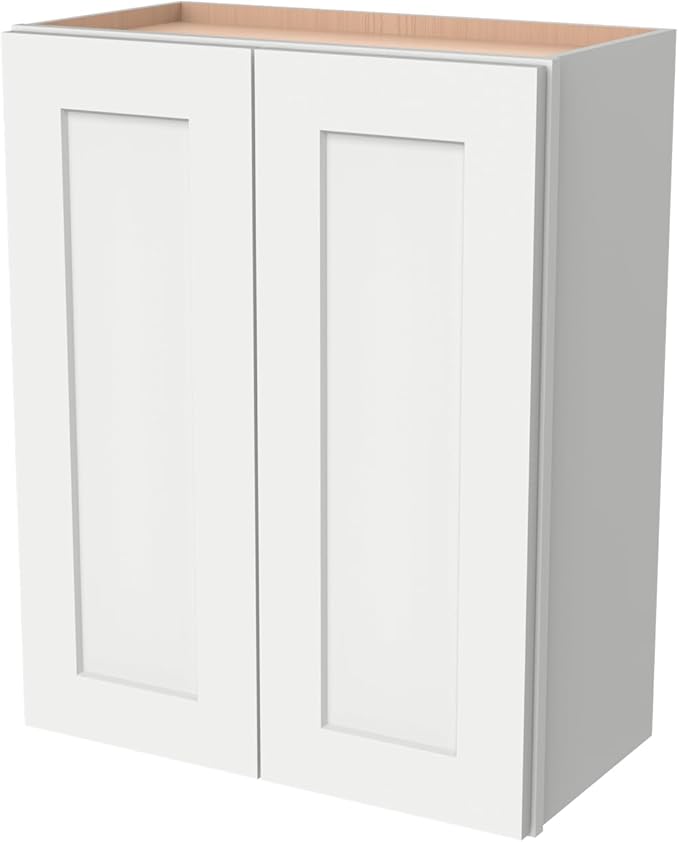 Wall-Mounted Cabinet – Solid Wood Shaker Style Medicine Cabinet with Adjustable Shelves & Soft-Close Doors for Bathroom, Kitchen, and Office Storage (White, 36" W x 12" D x 36" H)