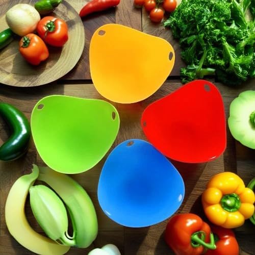 Nonstick Silicone Egg Poacher - 4PCS Premium Poaching Cups for Microwave & Stovetop - Easy-to-Use Cooker & Molds - Durable Cookware Set