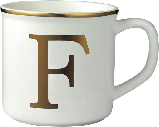 Miicol Ceramic Coffee Mug 16 oz, Monogram Coffee Cup, Golden Initial Tea Mug, Personalized Tea Cup, Unique Gift, Large Mug for Home, Office, Letter F