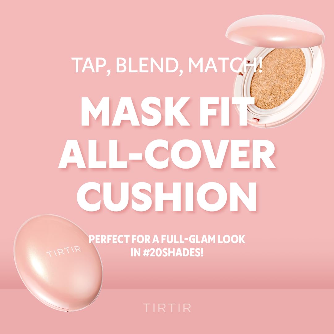 [*Mini Size*] TIRTIR All Cover Pink Cushion | Korean Cushion Foundation, (#15C Fair Porcelain, 0.15 Fl Oz)