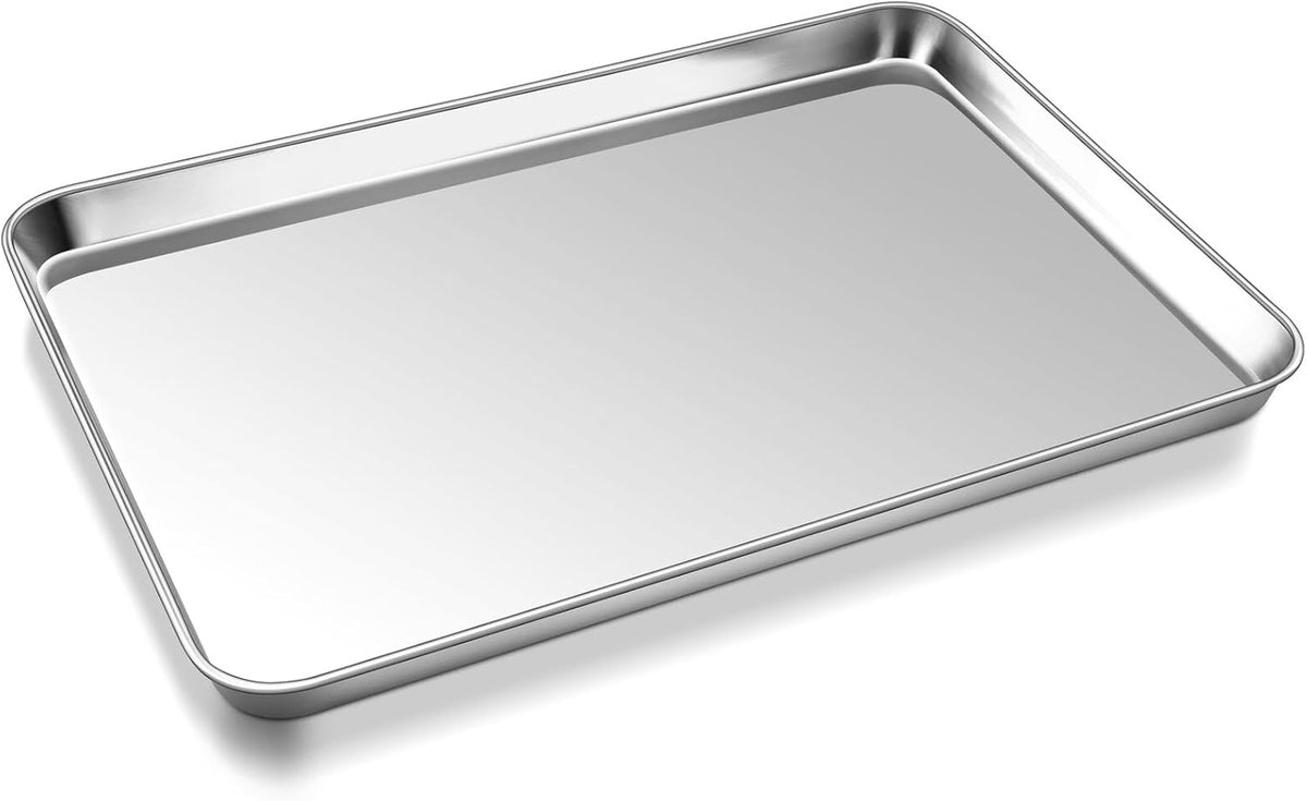 P&P CHEF 17.3 Inch Baking Cookie Sheet, Oven Pan Tray Stainless Steel Sheet Pan for Kitchen, Oven Bakeware for Multi Uses, Shiny Look & Dishwasher Safe, Healthy & Heavy Duty, 1Pc
