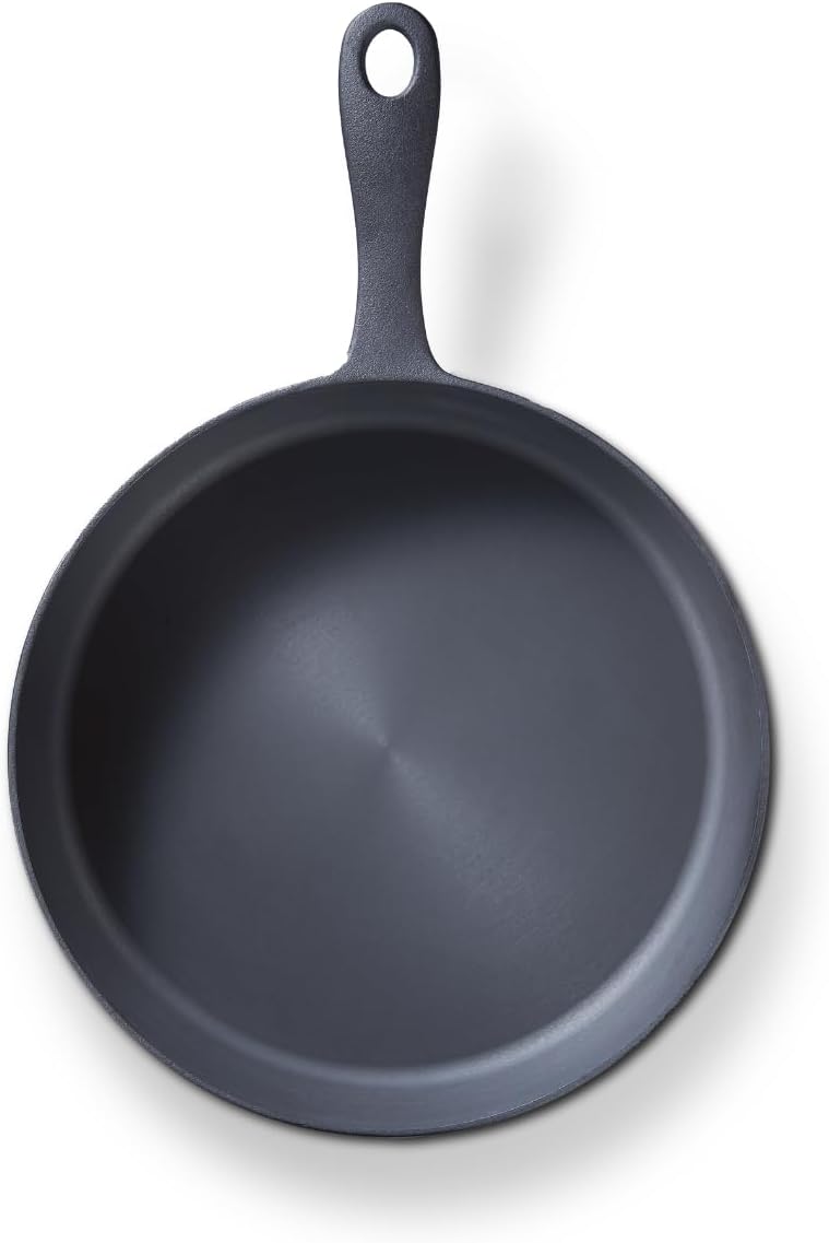 Flambo 12 Inch Cast Iron Skillet - Naturally Non-Stick, Pre-Seasoned Frying Pan, Smooth Nonstick Finish for Grilling, Frying, Sauteing, Searing, Baking - Use on Oven, Stove, Grill, or Campfire