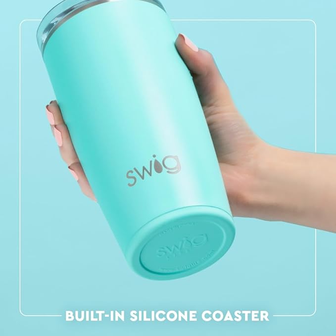 Swig Life 22oz Insulated Tumbler, Travel Coffee Tumbler with Lid, Cup Holder Friendly Travel Coffee Mug, Stainless Steel, 22 oz Tumblers, Reusable Insulated Mug with Lid (Granny Squares)