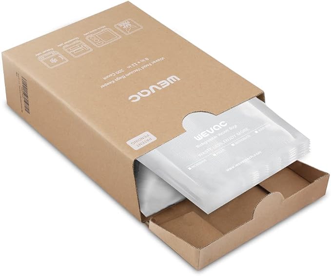 Wevac 8” x 12” 200 Count Food Vacuum Sealer Bags Keeper, PreCut Quart, Ideal for Food Saver, BPA Free, Commercial Grade, Great for storage, meal prep and Sous Vide