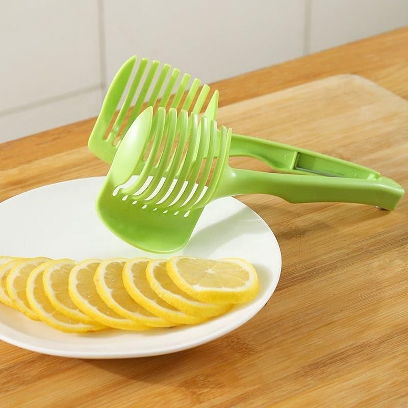 Multipurpose Handheld Vegetable & Fruit Slicer – BPA-Free Cutter Tool for Tomato, Lemon, Egg, Onion – Compact Kitchen Cutting Aid Gadget for Even Slices, Non-Slip Grip (Green)