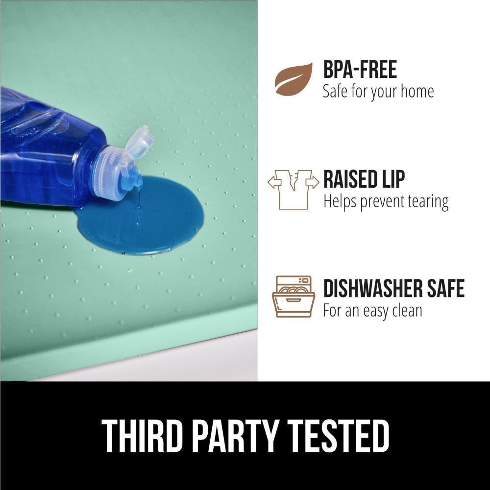 GORILLA GRIP Waterproof Silicone Under Sink Mat with Raised Lip for Kitchen and Bathroom, 46 x 22 in, Cabinet Shelf Liner Stay in Place Mats Dishwasher Safe Drawer Liner, Organizer Tray, Mint