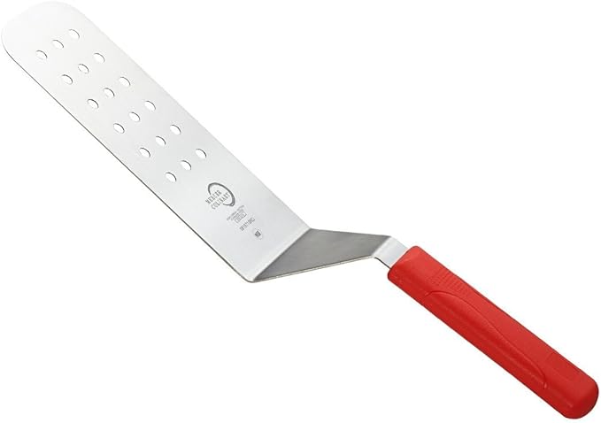 Mercer Culinary Millennia Perforated Turner, 8 Inch x 3 Inch Blade, Red Handle
